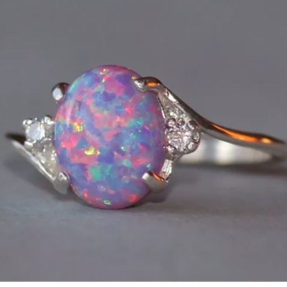 Silver Cute Opal CZ ring - Picture 3 of 5
